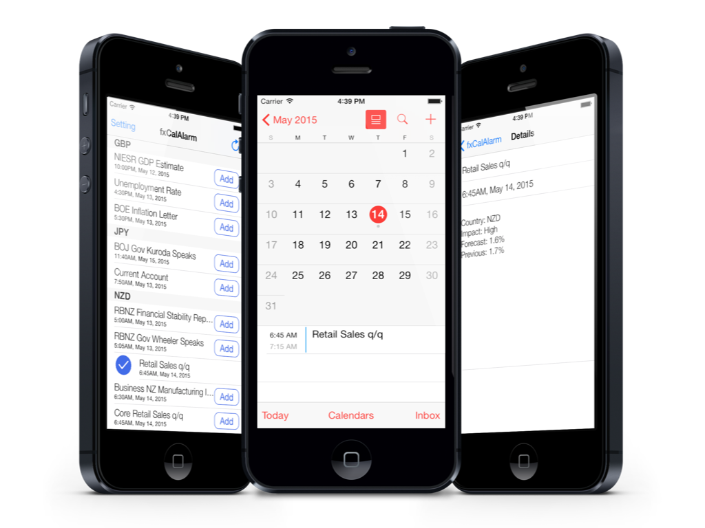 Forex Calendar Alarm App on iOS